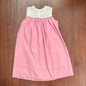 Dazy Kids Adorable Cottagecore Pink Cotton Kids Dress with Lace Detail, Size 7